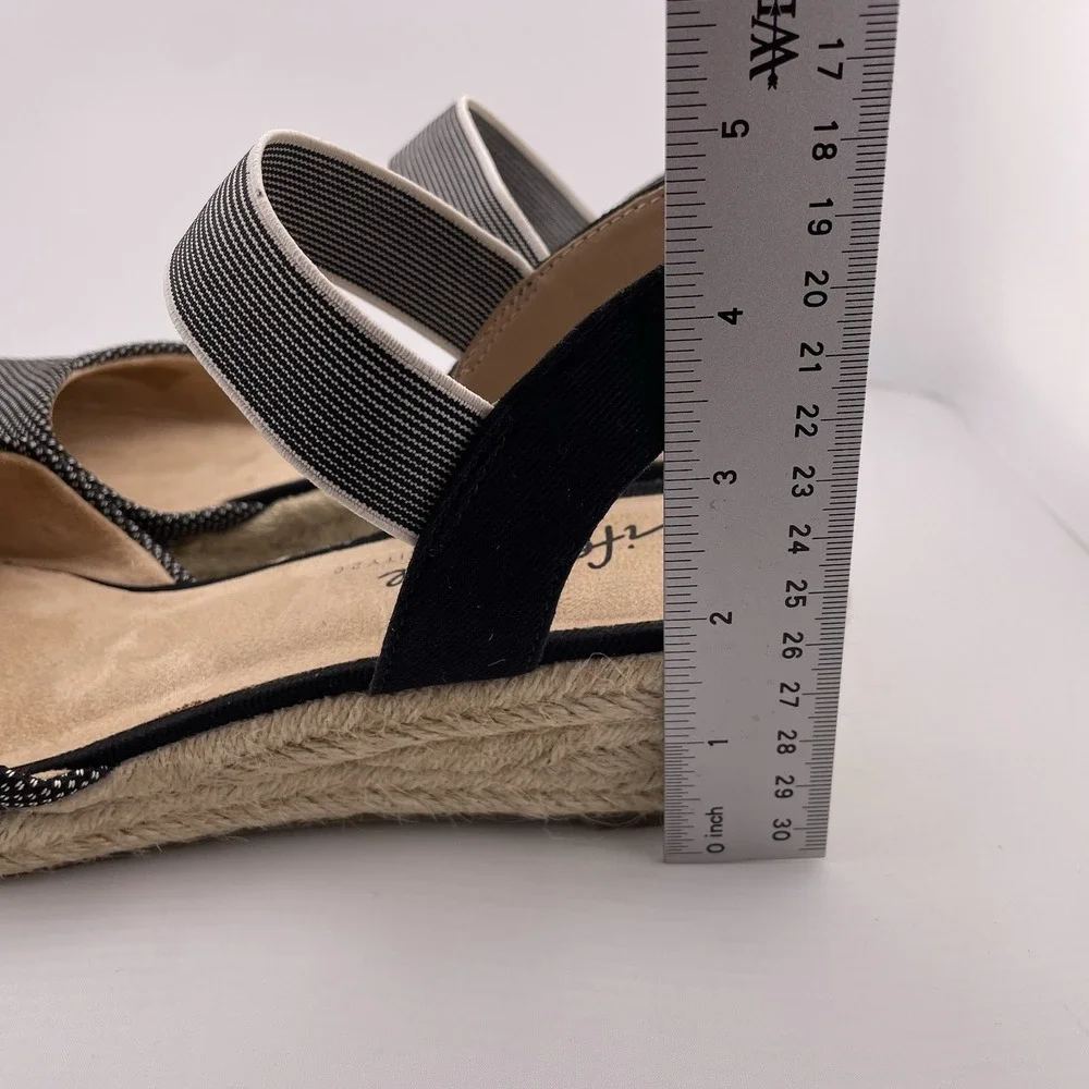 Lifestride Kimmie Espadrille Wedge Black Polkadot Shock‎ Absorption Women 9.5 M